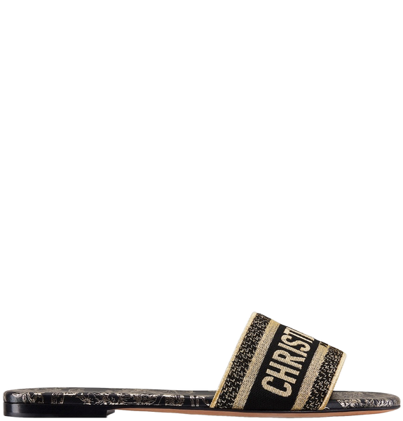  Dép Nữ Dior Dway Slide 'Black And Gold-tone' 