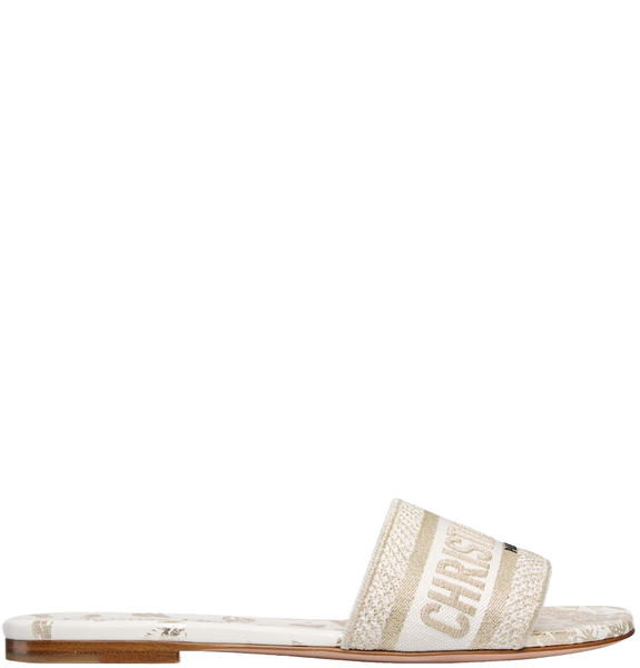  Dép Nữ Dior Dway Slide 'White And Gold-tone' 