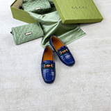  Giày Nam Gucci Crocodile Leather 'Blue' 