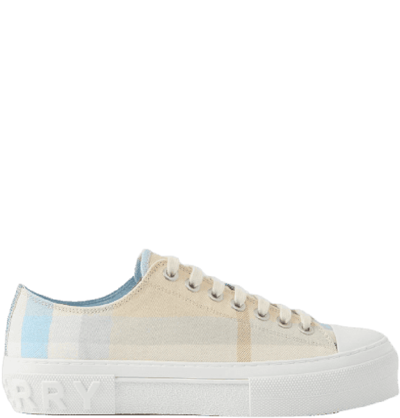 Giày Nữ Burberry Check Cotton Sneakers 'Soft Blue' 