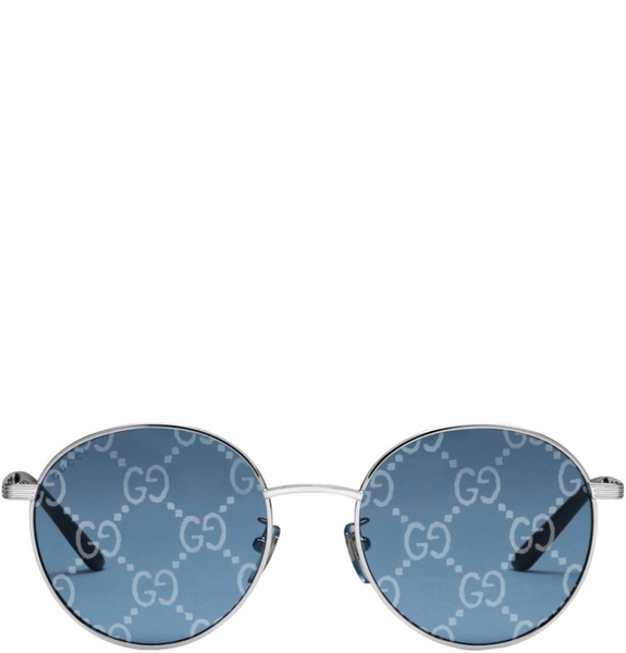  Kính Gucci Mirror Logo Round Sunglasses 'Blue' 