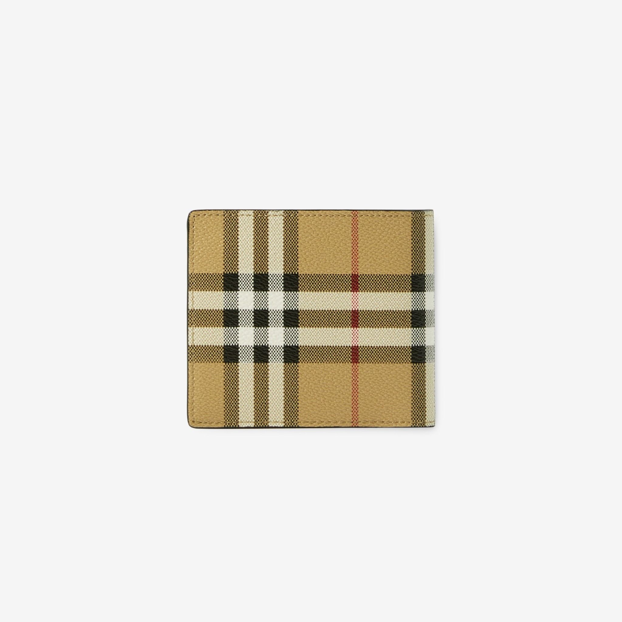  Ví Nam Burberry Check Bifold Coin Wallet 'Beige' 