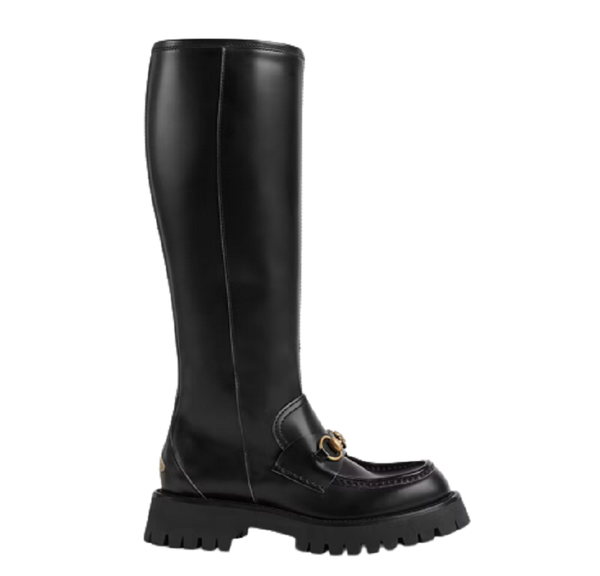  Giày Nữ Gucci Knee High Boot With Horsebit Leather 'Black' 