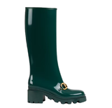  Giày Nữ Gucci Knee High Boot With Horsebit Rubber 'Green' 