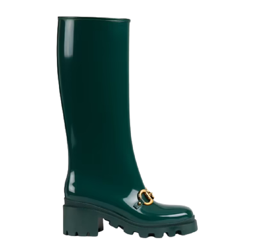  Giày Nữ Gucci Knee High Boot With Horsebit Rubber 'Green' 