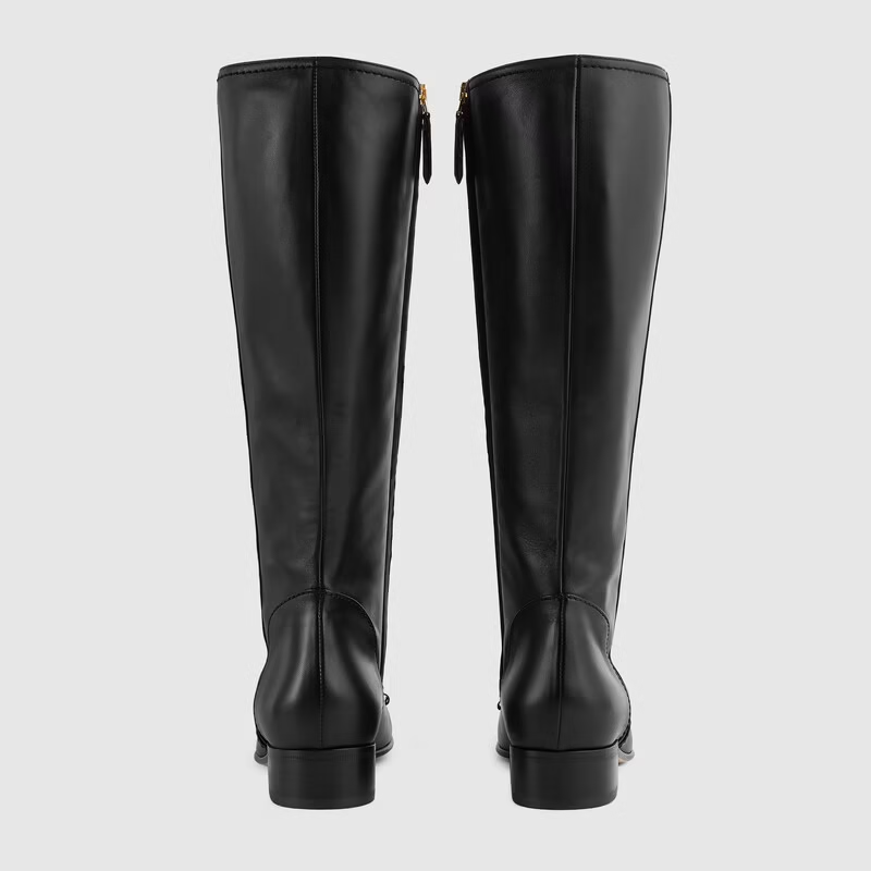  Giày Nữ Gucci Knee High Boot With Horsebit Leather 'Black' 