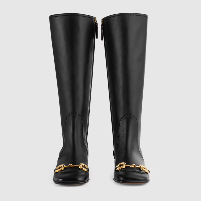  Giày Nữ Gucci Knee High Boot With Horsebit Leather 'Black' 