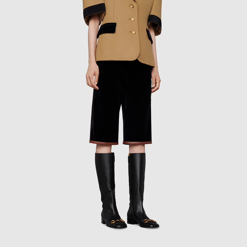  Giày Nữ Gucci Knee High Boot With Horsebit Leather 'Black' 