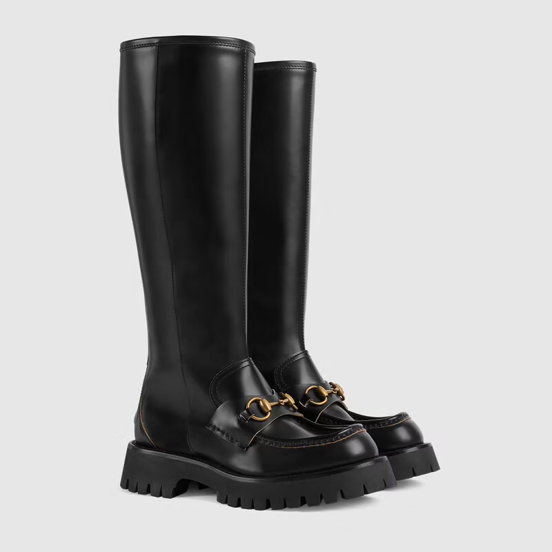  Giày Nữ Gucci Knee High Boot With Horsebit Leather 'Black' 