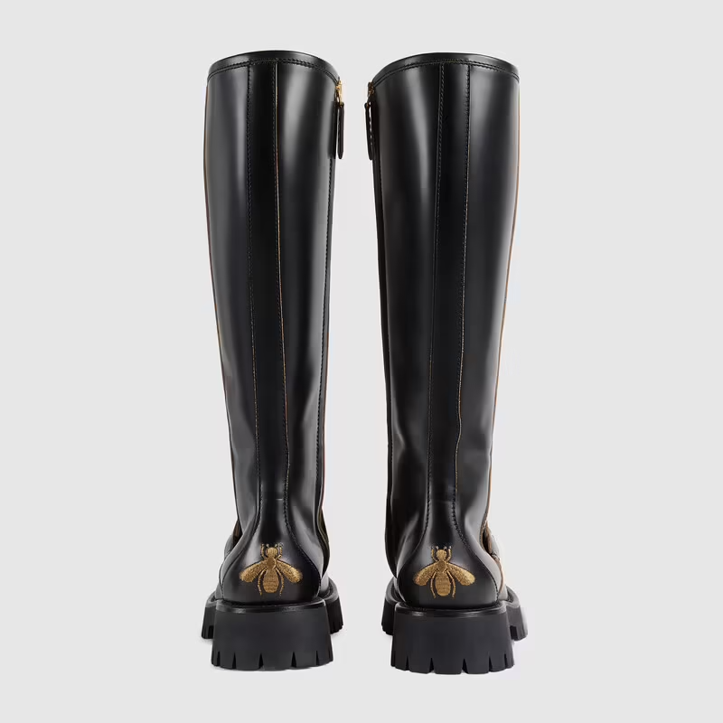  Giày Nữ Gucci Knee High Boot With Horsebit Leather 'Black' 