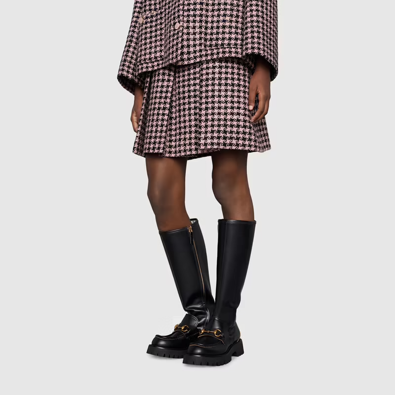  Giày Nữ Gucci Knee High Boot With Horsebit Leather 'Black' 