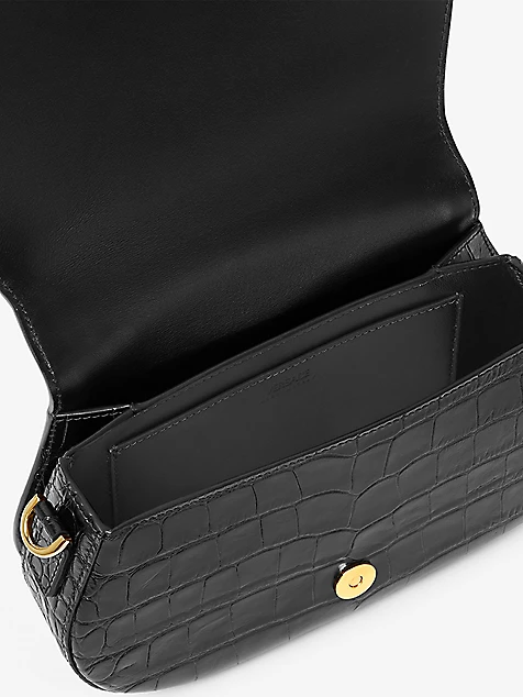  Túi Nữ Versace Greca Goddess Croc-Embossed Leather 'Black' 