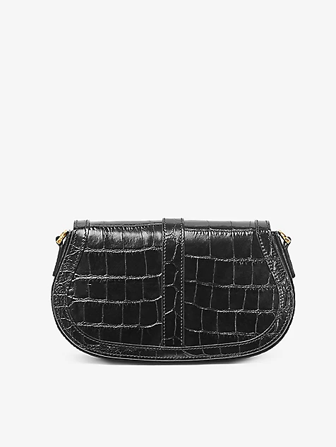 Túi Nữ Versace Greca Goddess Croc-Embossed Leather 'Black' 