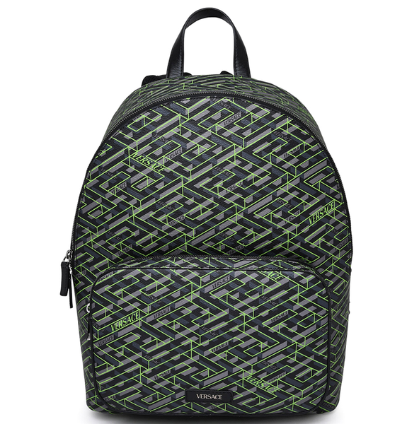  Balo Versace Zaino Poliuretano Grigio E Verde 'Green' 