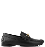  Giày Nam Versace Leather With Gold Logo Hardware 'Black' 