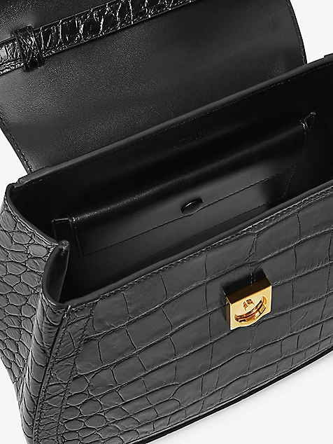  Túi Nữ Versace Greca Goddess Croc-embossed 'Black' 