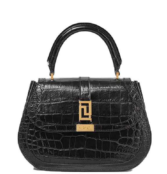  Túi Nữ Versace Greca Goddess Croc-embossed 'Black' 