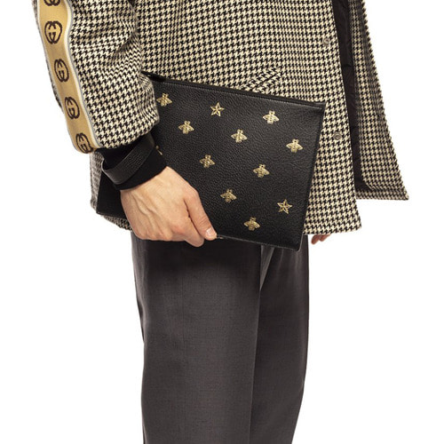  Túi Gucci Bee Star Leather Pouch 'Black' 