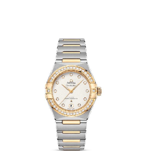  Đồng Hồ Nữ Omega Constellation Manhattan Automatic Chronometer Diamond 'Silver Gold' 