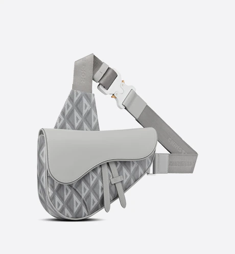  Túi Nam Dior Saddle CD Diamond Canvas Grained Calfskin 'Gray' 