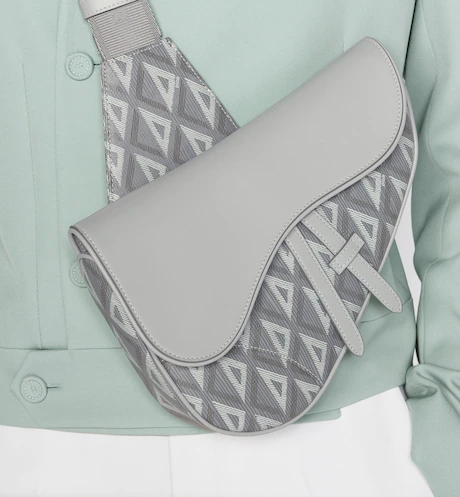  Túi Nam Dior Saddle CD Diamond Canvas Grained Calfskin 'Gray' 