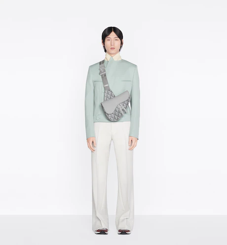  Túi Nam Dior Saddle CD Diamond Canvas Grained Calfskin 'Gray' 