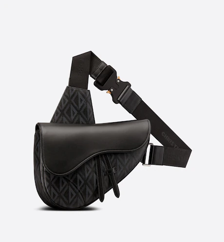  Túi Nam Dior Saddle CD Diamond Canvas Grained Calfskin 'Black' 