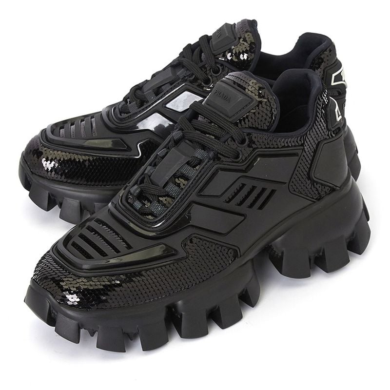  Giày Nữ Prada Cloudburst Thunder Sequin 'Black' 