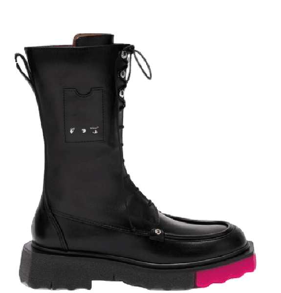  Giày Nữ Off-White Nappa Sponge Combat Boot 'Black' 