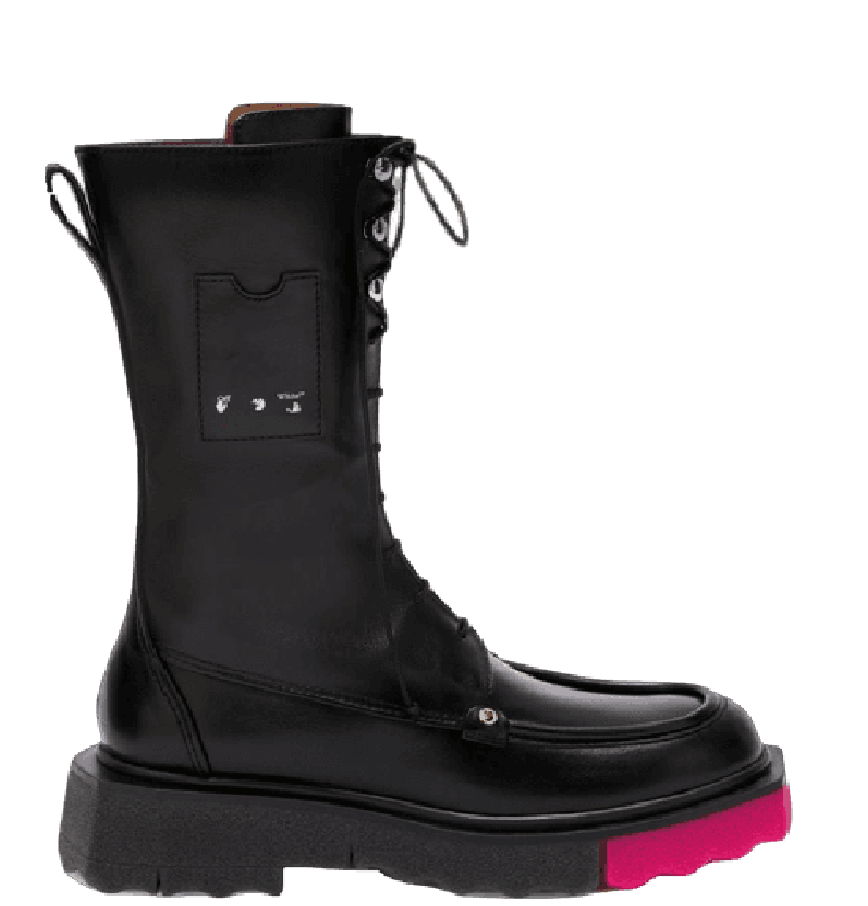 Giày Nữ Off-White Nappa Sponge Combat Boot 'Black' 