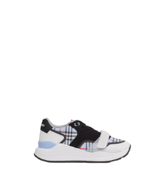  Giày Nam Burberry Check Nylon, Leather and Suede Sneakers 'Pale Blue' 
