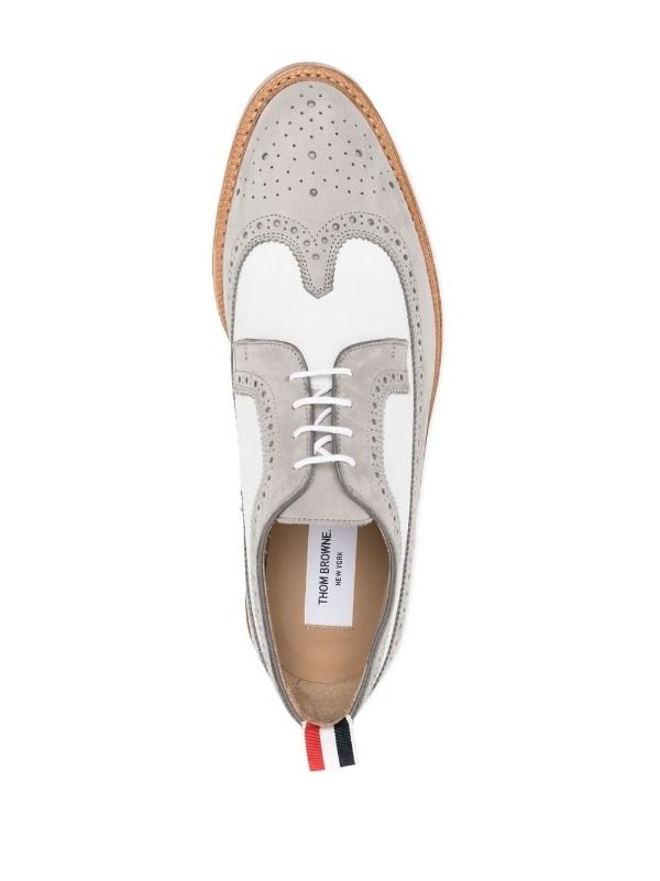  Giày Nam Thom Browne Pebble Grain Leather Longwing Spectator 'White' 