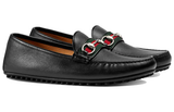  Giày Gucci Stripe Casual Leather Loafer 'Black' 