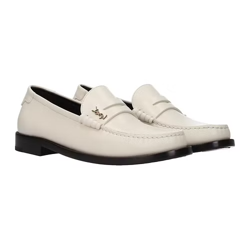  Giày Nữ Saint Laurent Le Loafer 'White' 