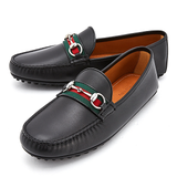  Giày Gucci Stripe Casual Leather Loafer 'Black' 