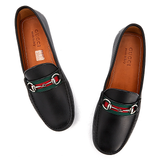  Giày Gucci Stripe Casual Leather Loafer 'Black' 