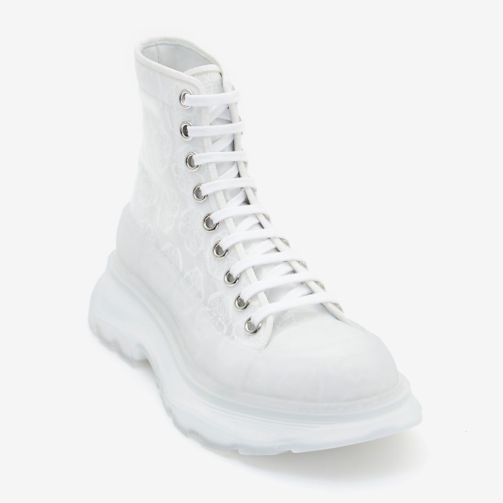  Giày Nữ Alexander McQueen Tread Slick Transparent Lace-Up Boots 'White' 