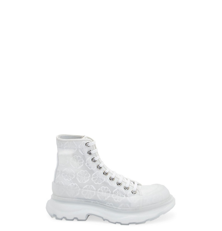  Giày Nữ Alexander McQueen Tread Slick Transparent Lace-Up Boots 'White' 