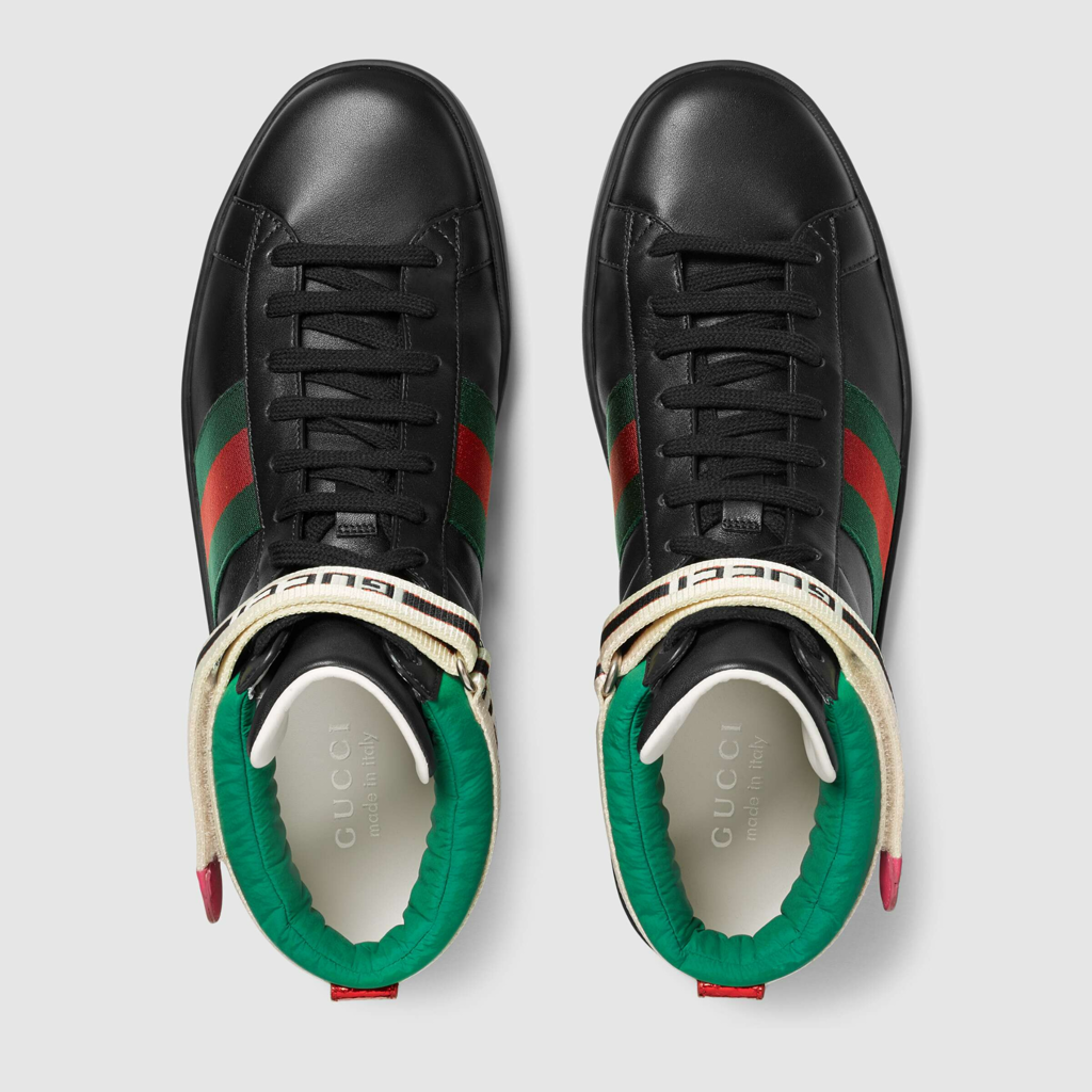Giày Nam Gucci Stripe Ace High Top 'Black' 523472-0FIW0-1079 – LUXITY Giày Nam Gucci Stripe Ace High Top 'Black' 523472-0FIW0-1079 – LUXITY