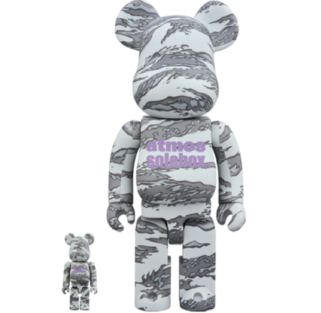  Mô hình Bearbrick x Atmos x Solebox 100% & 400% Set Grey 