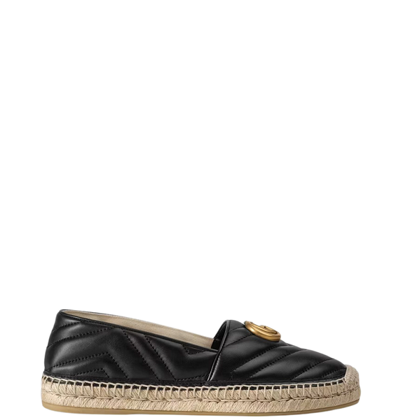  Giày Nữ Gucci Leather Espadrille With Double G 'Black' 