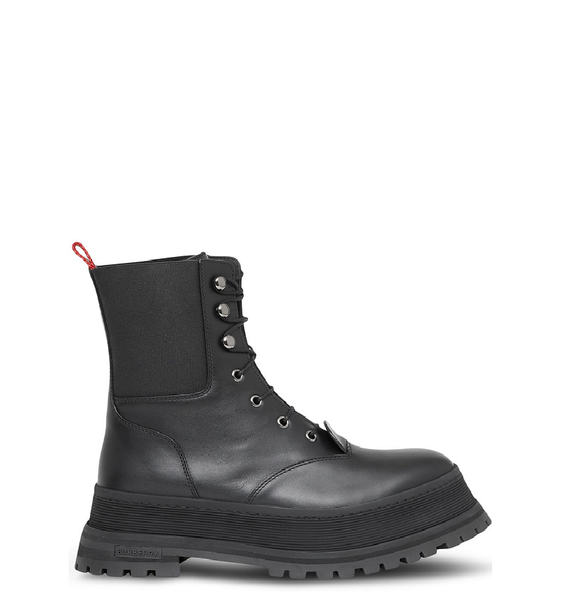  Giày Nữ Burberry Iconic Stripe Detail Chunk Boots 'Black' 