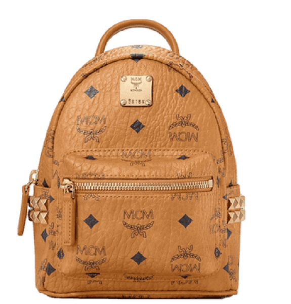  Balo MCM Stark Bebe Boo Side Studs Backpack In Visetos 'Cognac' 