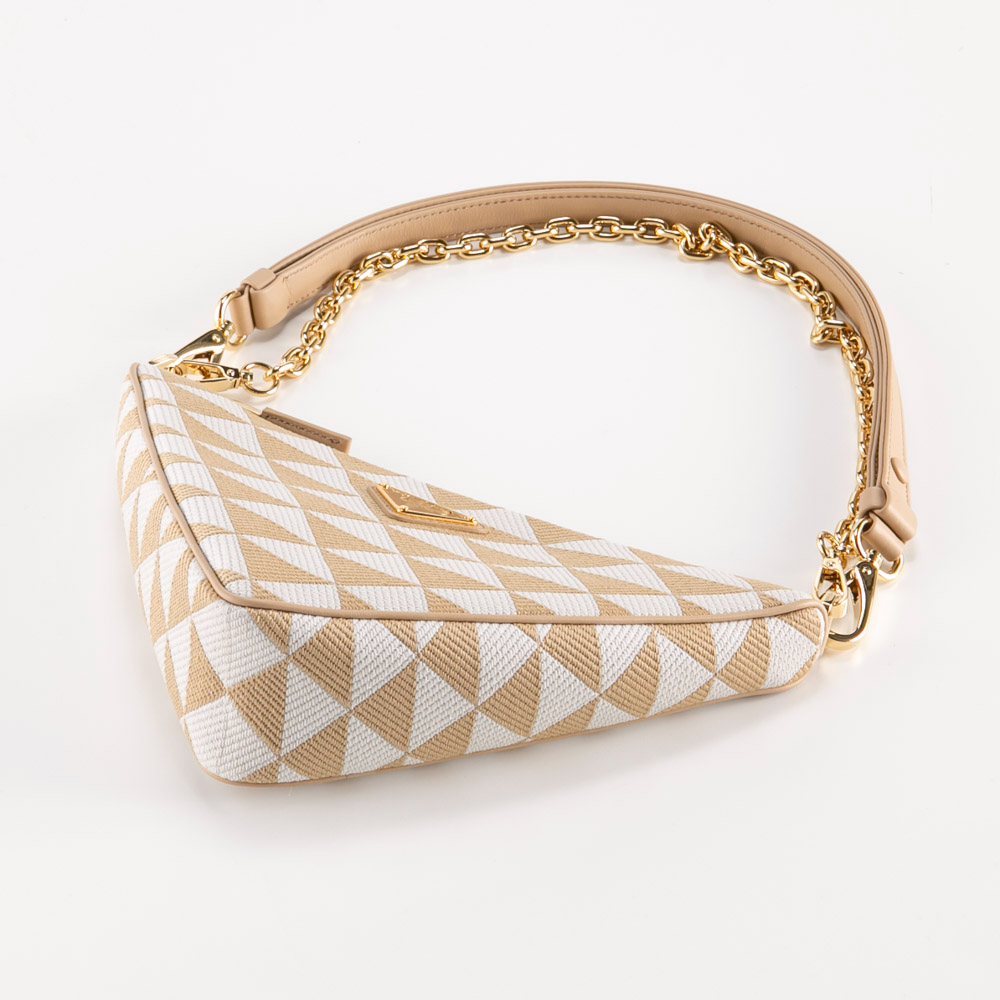  Túi Nữ Prada Embroidered Jacquard Fabric 'Beige' 