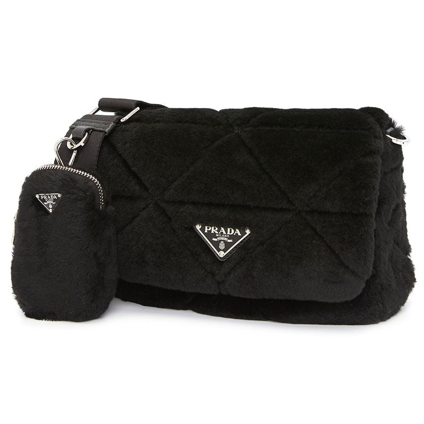  Túi Nữ Prada logo shearling 'Black' 