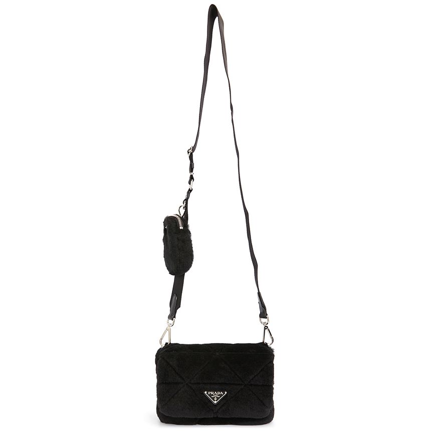  Túi Nữ Prada logo shearling 'Black' 