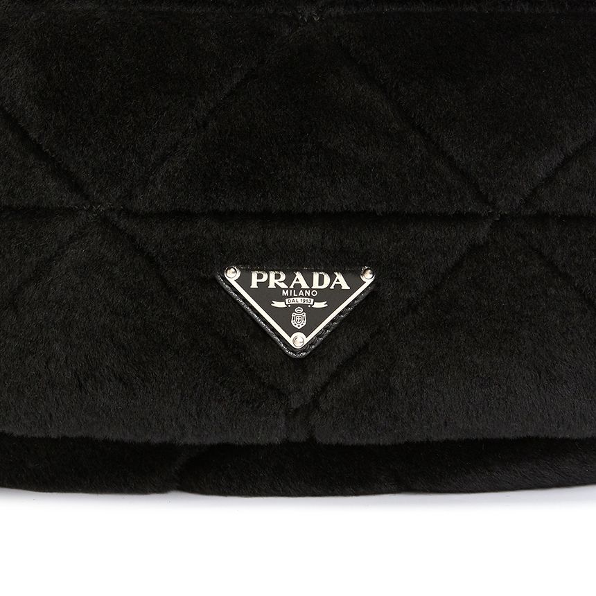 Túi Nữ Prada logo shearling 'Black' 