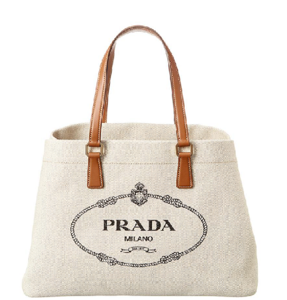  Túi Nữ Prada Canvas Shopper Shoulder 'Beige' 