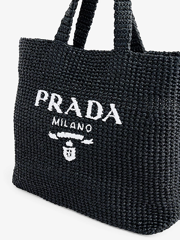  Túi Prada Logo Large Straw Tote Bag 'Black' 