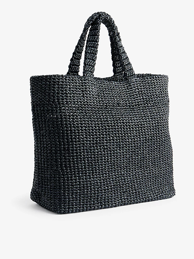  Túi Prada Logo Large Straw Tote Bag 'Black' 